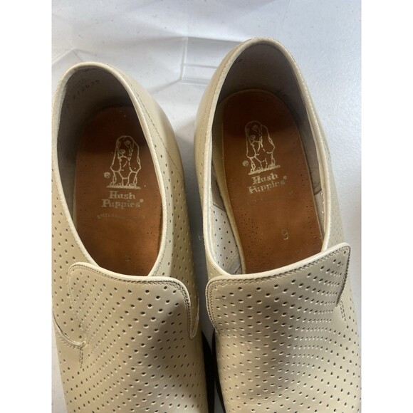 Hush Puppies Mens Perforated Leather Slip On Loafers Bone Size 9 - Picture 8 of 16